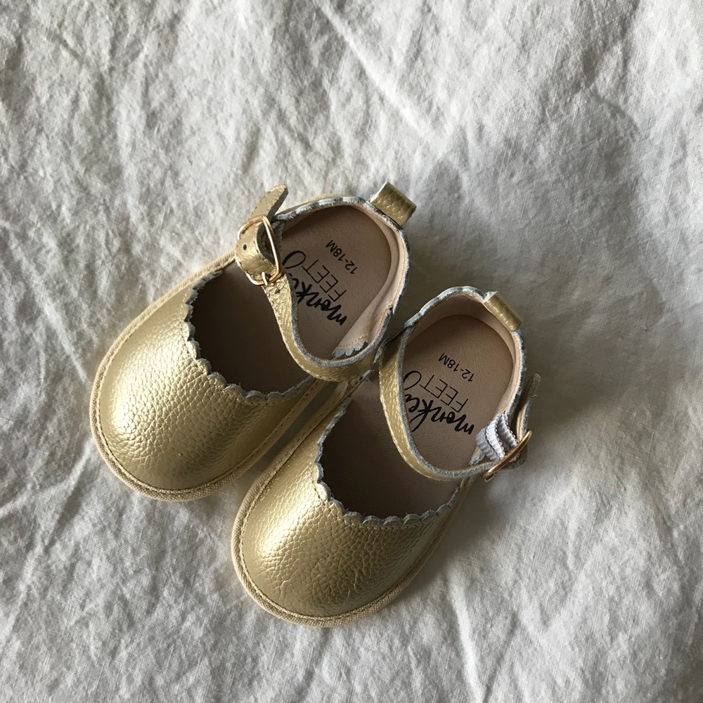 Monkey Feet USA baby girl makenah golden shoes